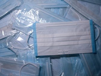 Blue disposable medical masks