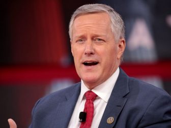 U.S. Congressman Mark Meadows speaking at the 2018 Conservative Political Action Conference (CPAC) in National Harbor, Maryland.