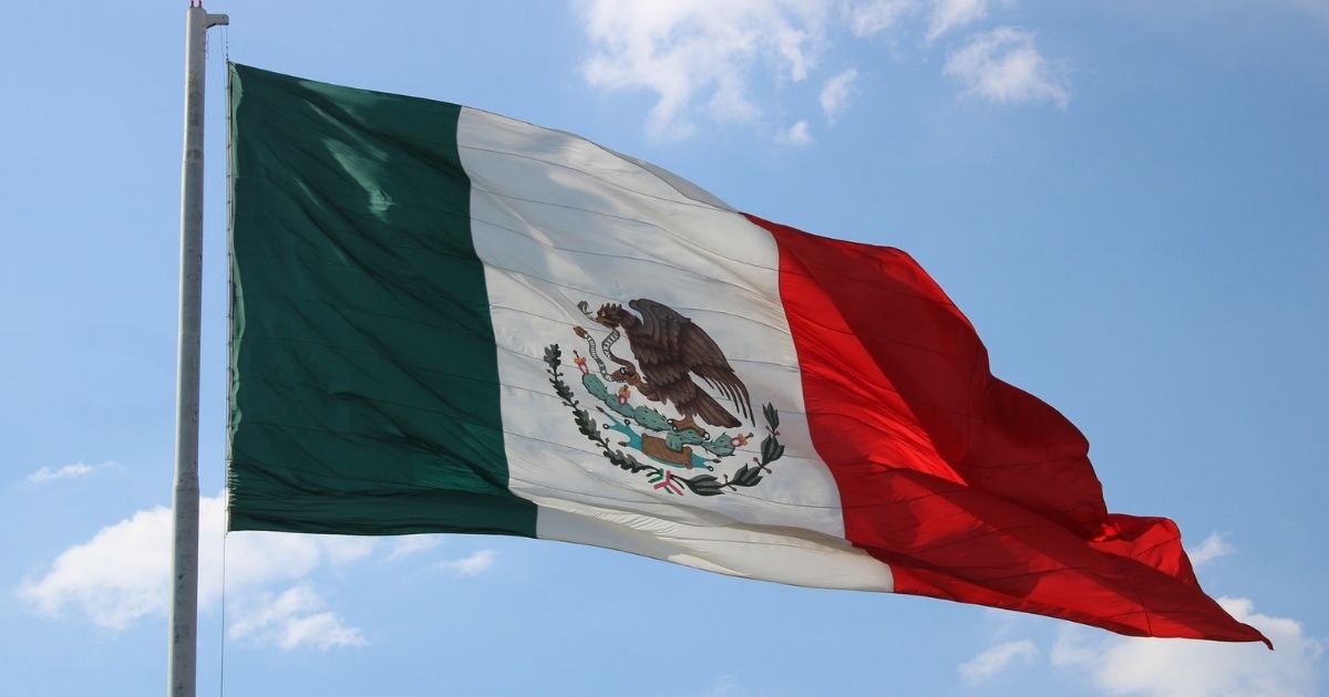 Mexican flag flying in the wind