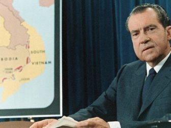 April 30. 1970, Washington, DC, USA - President Richard Nixon during a television address explaining his Cambodia policy.
