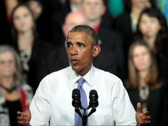 President of the United States Barack Obama speaking on the recovering housing sector at Central High School in Phoenix, Arizona.