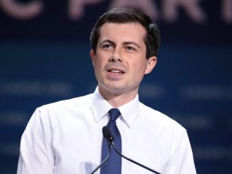 Mayor Pete Buttigieg speaking with attendees at the 2019 California Democratic Party State Convention at the George R. Moscone Convention Center in San Francisco, California.