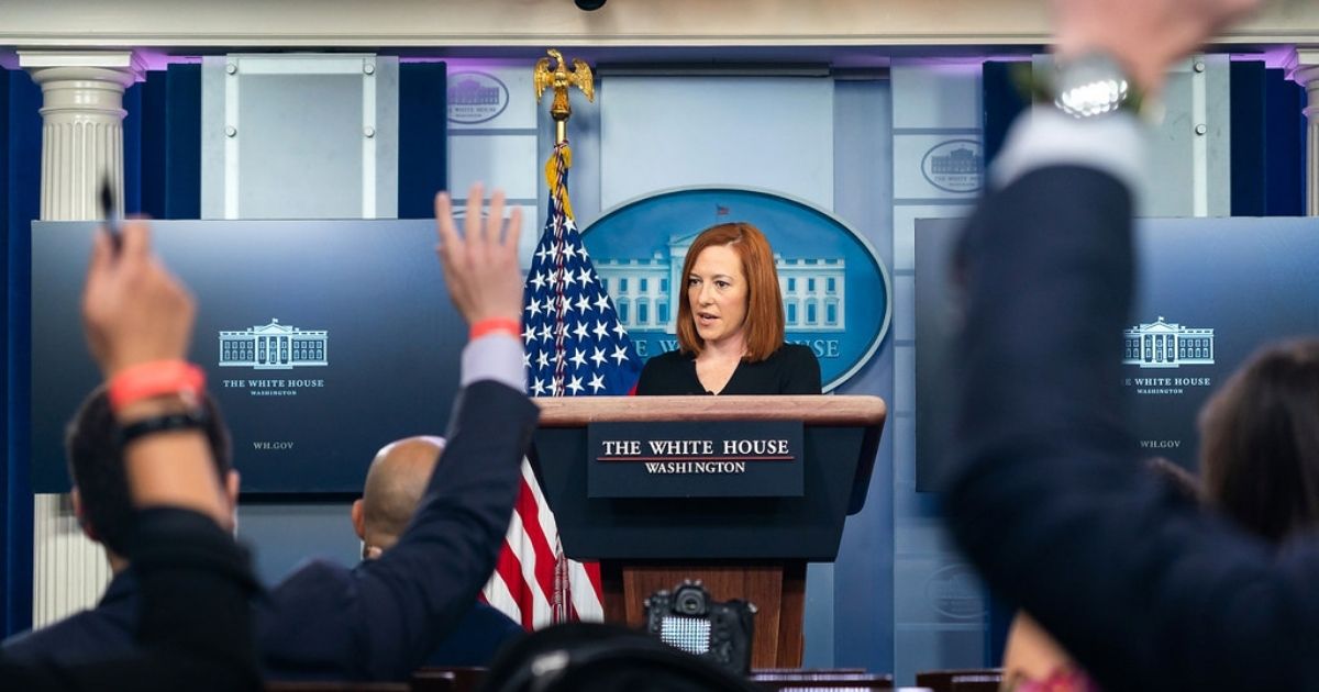 Press Secretary Jen Psaki takes questions from reporters during a press briefing Monday, Feb. 1, 2021, in the James S. Brady Press Briefing Room of the White House. (Official White House Photo by Chandler West)