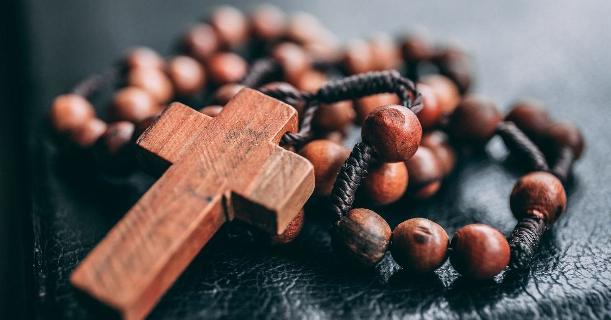 Rosary sitting on a table