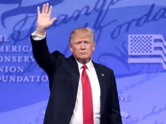 President Trump waves at CPAC