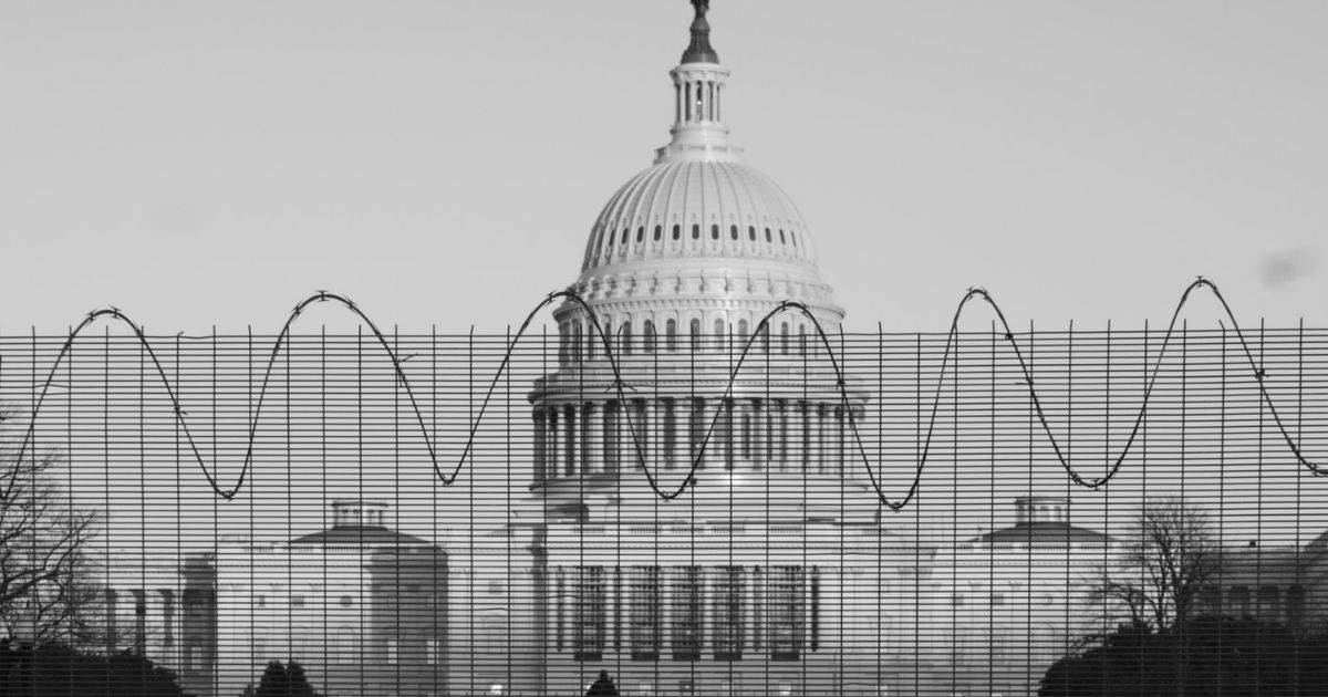 Security fencing surround the US Capitol