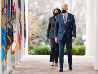 President Joe Biden and Vice President Kamala Harris walk from the Oval Office of the White House Friday, March 12, 2021, to the Rose Garden to deliver remarks on the American Rescue Plan. (Official White House Photo by Lawrence Jackson)