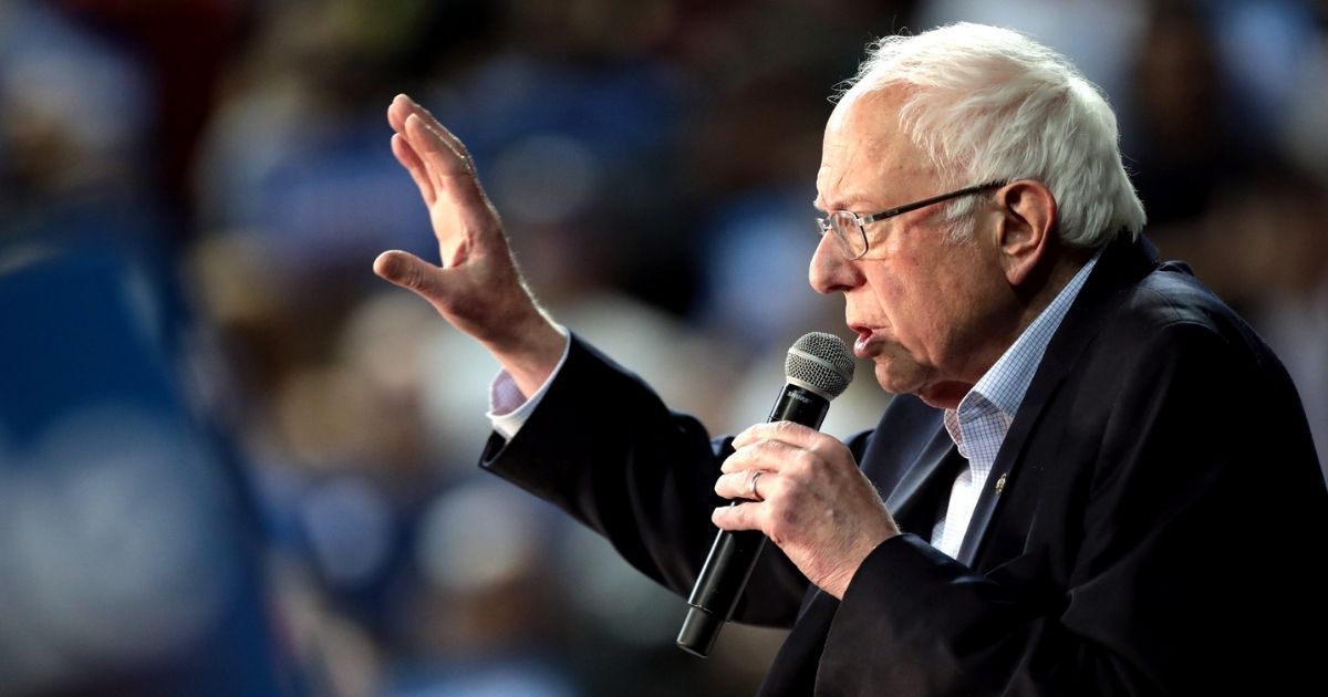 U.S. Senator Bernie Sanders speaking with supporters at a campaign rally at Arizona Veterans Memorial Coliseum in Phoenix, Arizona.