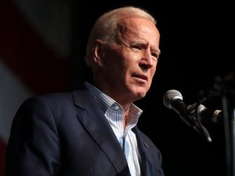 Former Vice President of the United States Joe Biden speaking with attendees at the 2019 Iowa Democratic Wing Ding at Surf Ballroom in Clear Lake, Iowa.