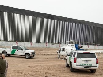 President Donald J. Trump, joined by U.S. Border Patrol officials, visits a border wall site Tuesday, Jan. 12, 2021, at the Texas-Mexico border near Alamo, Texas (Official White House Photo by Shealah Craighead)