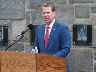 Brian Kemp, the Governor of Georgia, speaks during a virtual Memorial Day ceremony at Clay National Guard Center in Marietta, Georgia on May 21, 2020. Governor Kemp spoke of the ultimate sacrifice that fallen Georgia Guardsmen have made while fighting for the freedoms all Americans possess today.
