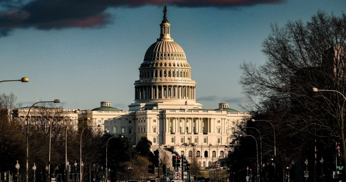 A view of the capitol building from the street