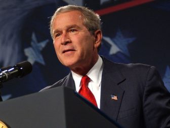 President George W. Bush visits Oak Ridge in 2004. The visit was highlighted with gas centrifuge components and uranium processing equipment sent from Libya to Oak Ridge as part of nuclear non-proliferation efforts