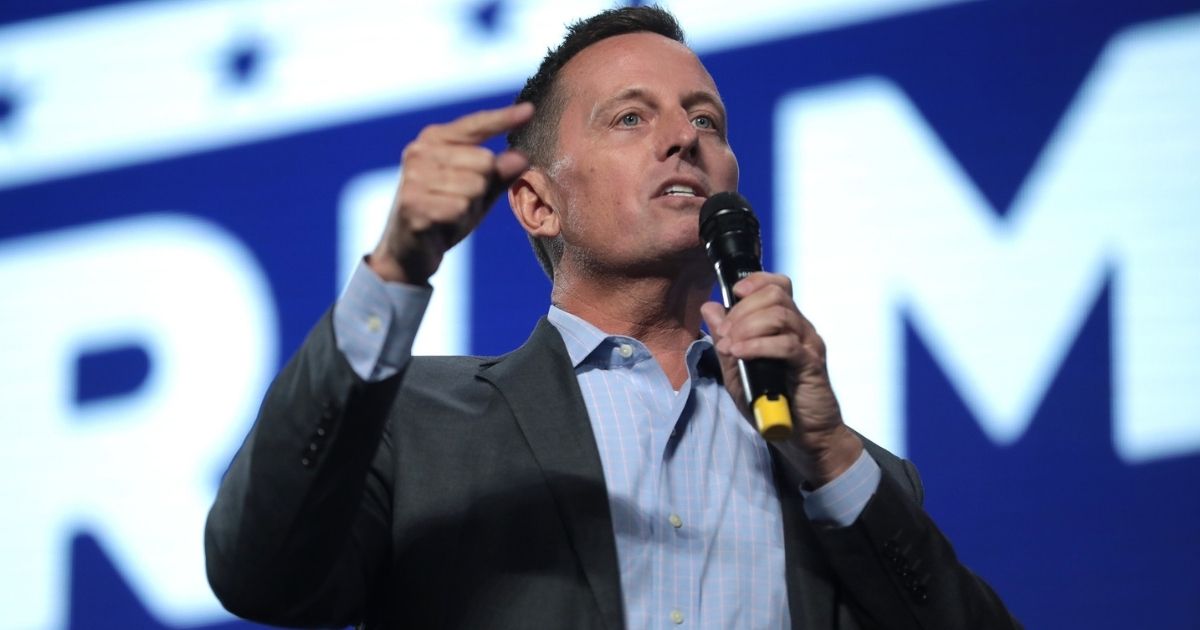 Special Presidential Envoy for Serbia and Kosovo Peace Negotiations Richard Grenell speaking with supporters at an "An Address to Young Americans" event, featuring President Donald Trump, hosted by Students for Trump and Turning Point Action at Dream City Church in Phoenix, Arizona.