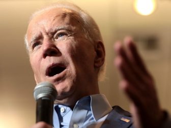 Former Vice President of the United States Joe Biden speaking with supporters at a community event at Sun City MacDonald Ranch in Henderson, Nevada.