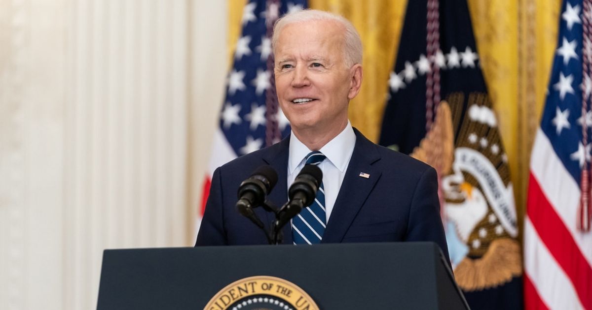 President Joe Biden smiles during his first official press conference Thursday, March 25, 2021, in the East Room of the White House. (Official White House Photo by Adam Schultz)