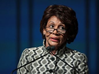 U.S. Congresswoman Maxine Waters speaking with attendees at the 2019 California Democratic Party State Convention at the George R. Moscone Convention Center in San Francisco, California.