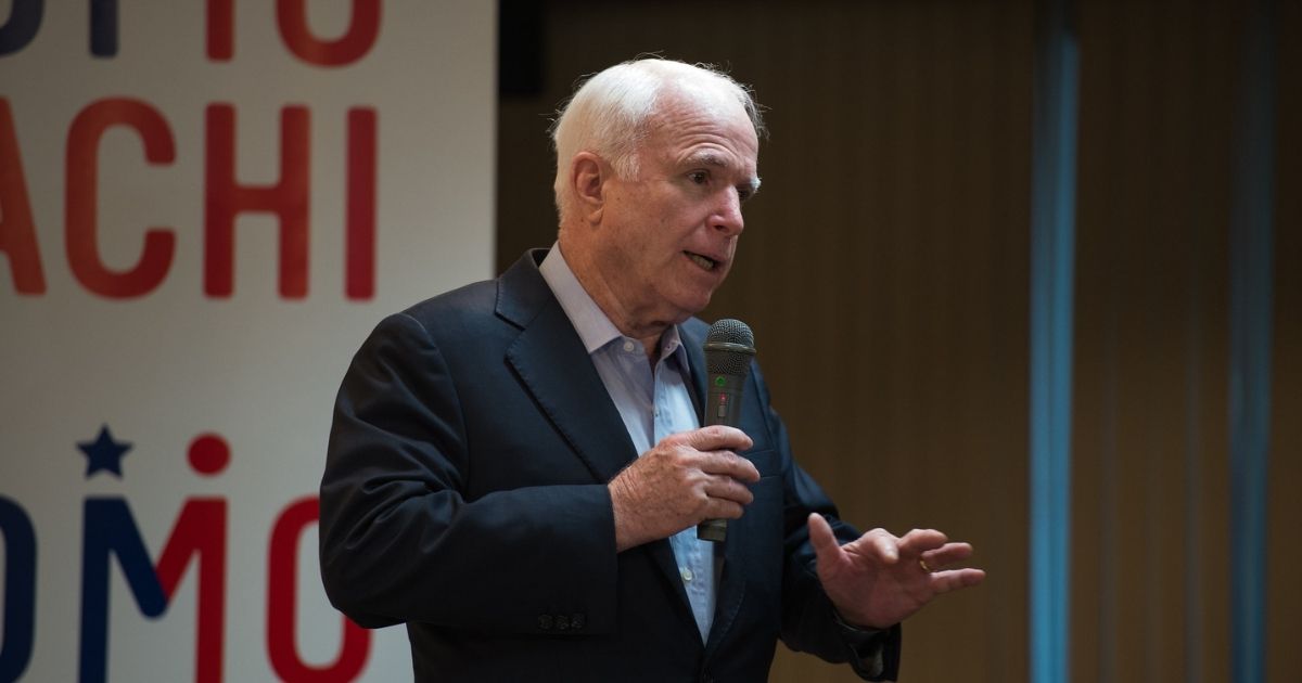 TOKYO, Japan (August 21, 2013) United States Senator John McCain (Republican, Arizona) gives remarks and answers questions from the press at the 65th Japan-America Student Conference in the Tokyo American Center [State Department photo by William Ng/Public Domain]