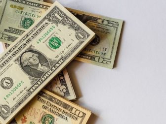 U.S. dollar bills in a stack