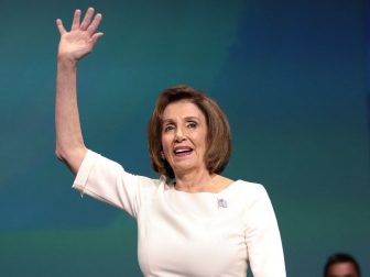 Speaker of the House Nancy Pelosi speaking with attendees at the 2019 California Democratic Party State Convention at the George R. Moscone Convention Center in San Francisco, California.