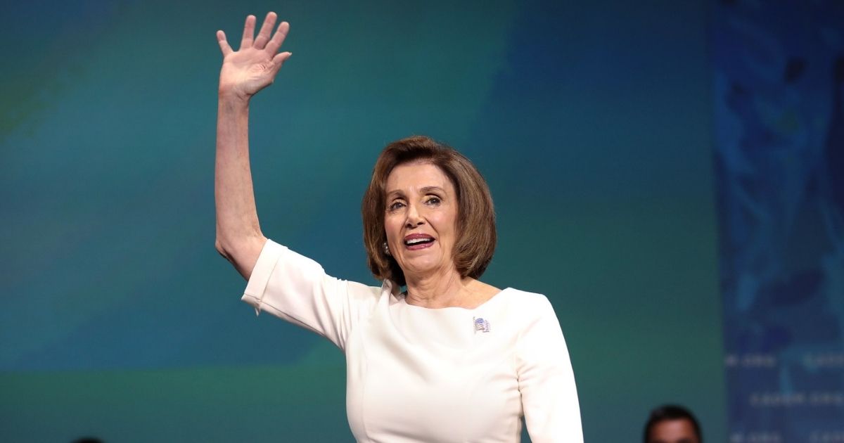 Speaker of the House Nancy Pelosi speaking with attendees at the 2019 California Democratic Party State Convention at the George R. Moscone Convention Center in San Francisco, California.