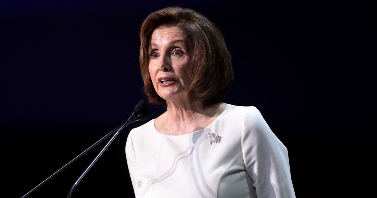 Speaker of the House Nancy Pelosi speaking with attendees at the 2019 California Democratic Party State Convention at the George R. Moscone Convention Center in San Francisco, California.