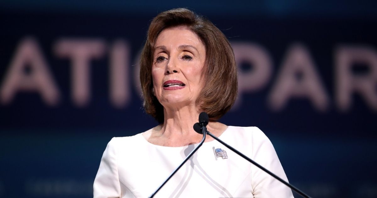 Speaker of the House Nancy Pelosi speaking with attendees at the 2019 California Democratic Party State Convention at the George R. Moscone Convention Center in San Francisco, California.