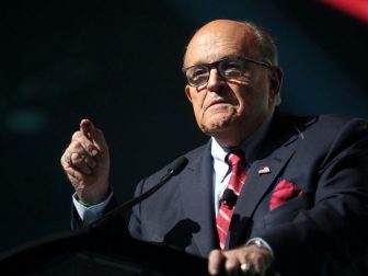 Former Mayor Rudy Giuliani speaking with attendees at the 2019 Student Action Summit hosted by Turning Point USA at the Palm Beach County Convention Center in West Palm Beach, Florida.