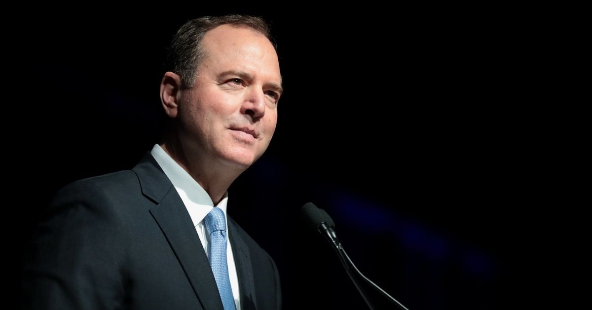 U.S. Congressman Adam Schiff speaking with attendees at the 2019 California Democratic Party State Convention at the George R. Moscone Convention Center in San Francisco, California.