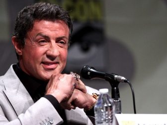 Sylvester Stallone speaking at the 2012 San Diego Comic-Con International in San Diego, California.