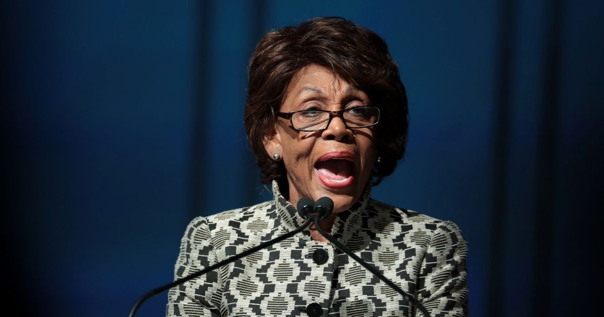 U.S. Congresswoman Maxine Waters speaking with attendees at the 2019 California Democratic Party State Convention at the George R. Moscone Convention Center in San Francisco, California.