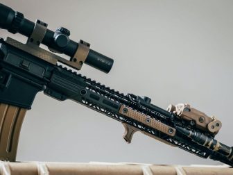 AR-15 standing up on a case