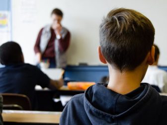 Fifth graders in their classroom at school