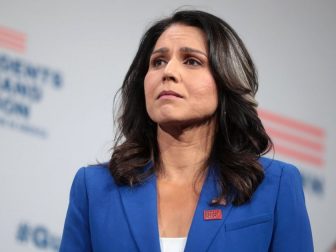 U.S. Congresswoman Tulsi Gabbard speaking with attendees at the Presidential Gun Sense Forum hosted by Everytown for Gun Safety and Moms Demand Action at the Iowa Events Center in Des Moines, Iowa.