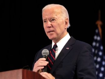 Former Vice President of the United States Joe Biden speaking with attendees at the 2020 Iowa State Education Association (ISEA) Legislative Conference at the Sheraton West Des Moines Hotel in West Des Moines, Iowa.