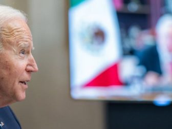 President Joe Biden participates in a virtual bilateral meeting with Mexican President Andrés Manuel López Obrador Monday, March 1, 2021, in the Roosevelt Room of the White House. (Official White House Photo by Adam Schultz)