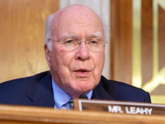 U.S. Senator Patrick Leahy of Vermont addresses U.S Secretary of State John Kerry on February 24, 2016, as he prepares to testify before the Senate Appropriations Committee on Foreign Operations on Capitol Hill in Washington, D.C. [State Department photo/ Public Domain]