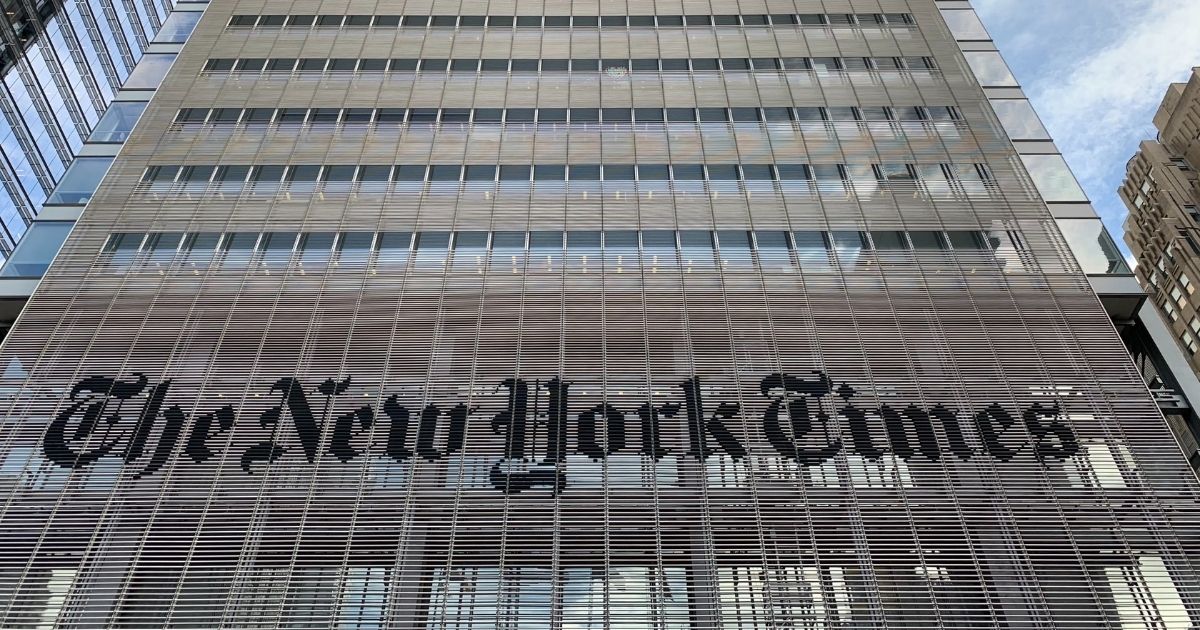New York Times sign on 8th Avenue Manhattan