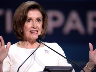 Speaker of the House Nancy Pelosi speaking with attendees at the 2019 California Democratic Party State Convention at the George R. Moscone Convention Center in San Francisco, California.