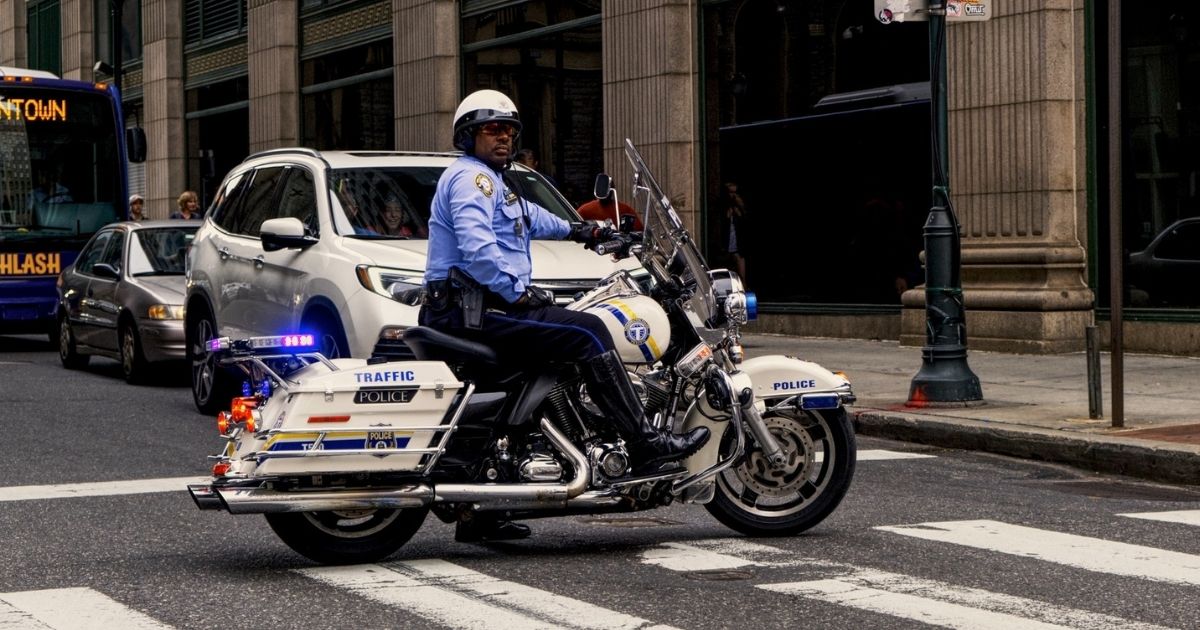 Police officer riding a motorcycle