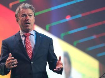 U.S. Senator Rand Paul speaking with attendees at the 2020 Student Action Summit hosted by Turning Point USA at the Palm Beach County Convention Center in West Palm Beach, Florida.