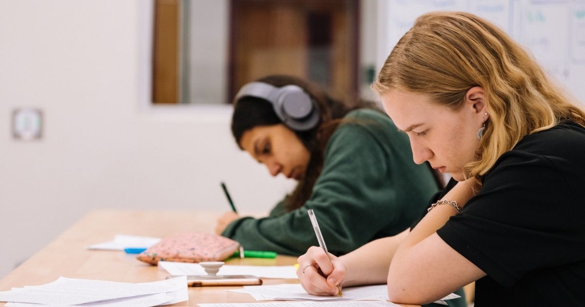 Students working on schoolwork