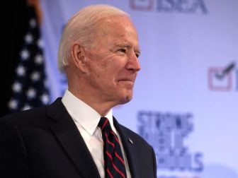 Former Vice President of the United States Joe Biden speaking with attendees at the 2020 Iowa State Education Association (ISEA) Legislative Conference at the Sheraton West Des Moines Hotel in West Des Moines, Iowa.