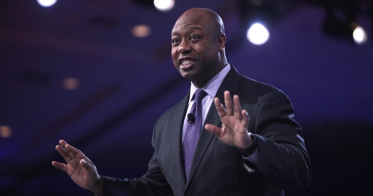 U.S. Senator Tim Scott of South Carolina speaking at the 2016 Conservative Political Action Conference (CPAC) in National Harbor, Maryland.