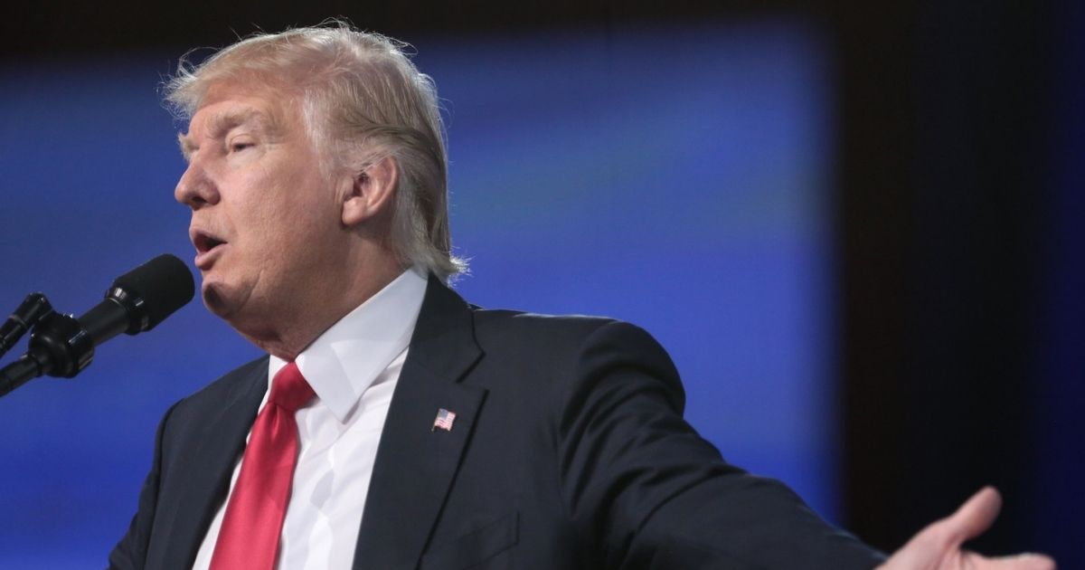 President of the United States Donald Trump speaking at the 2017 Conservative Political Action Conference (CPAC) in National Harbor, Maryland.