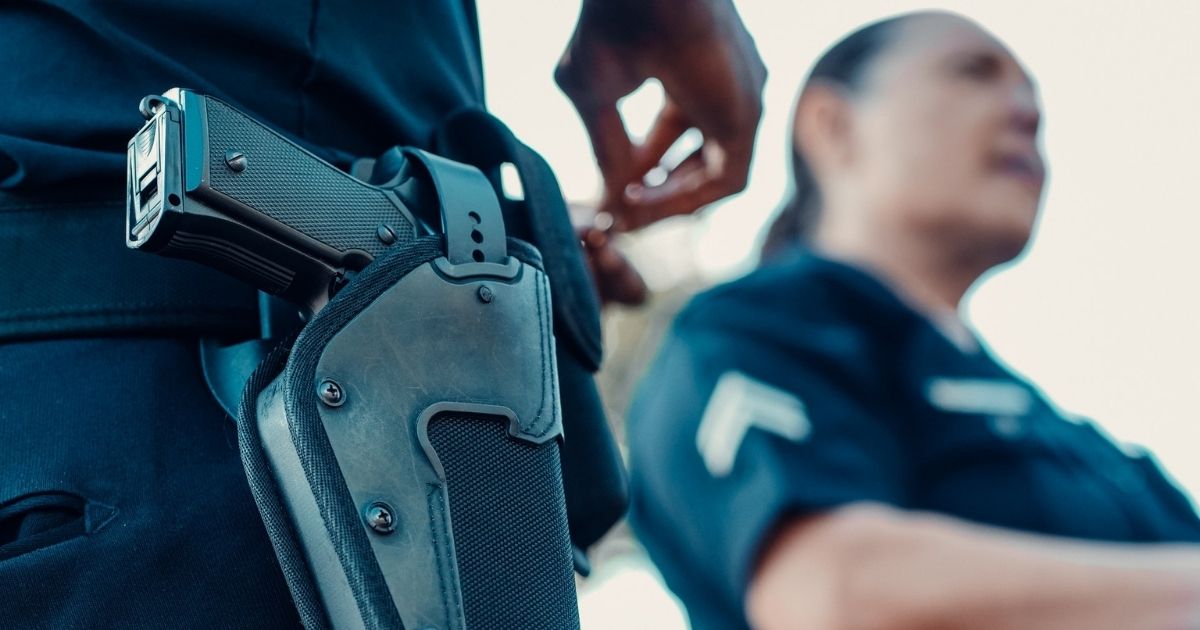 A police officer's gun and holster