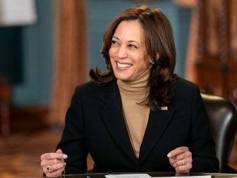 Vice President Kamala Harris participates in an interview on the NBC Today Show with anchor Savannah Guthrie Wednesday, Feb. 17, 2021, in the Vice President's Ceremonial Office in the Eisenhower Executive Office Building of the White House. (Official White House Photo by Lawrence Jackson)