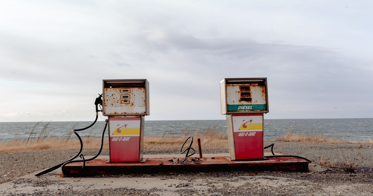 Old gas pumps on the beach