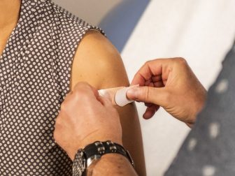 Bandage put on patient after receiving a vaccine