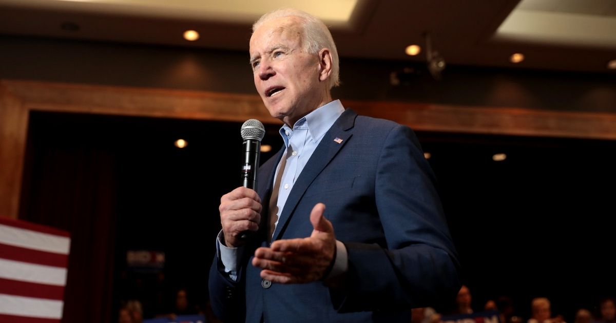 Former Vice President of the United States Joe Biden speaking with supporters at a community event at Sun City MacDonald Ranch in Henderson, Nevada.